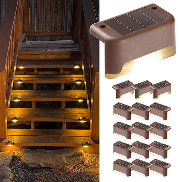 Db Solar Deck Lights Utomhus, 4/8/12 Pack Solar Step Lights Vattentäta Led Solar Lights För Utomhus Trappor, Steg, Staket, Räcke, Gård Och Uteplats brown shell