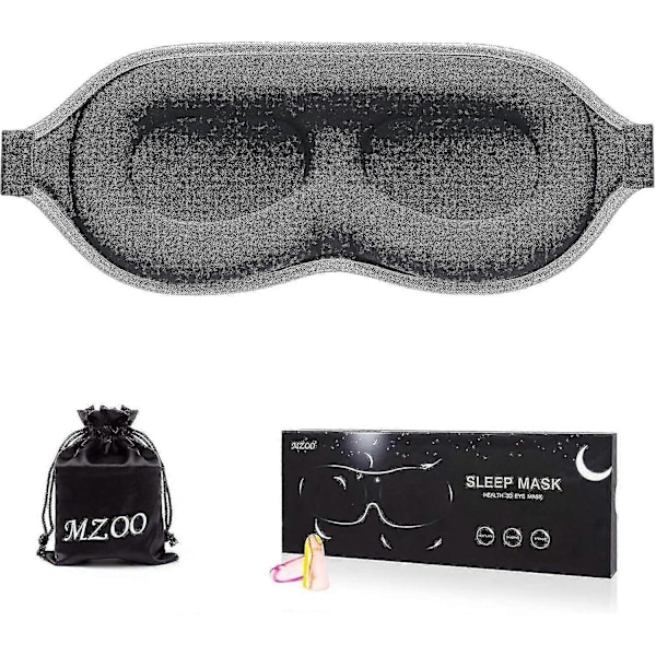 Sovmask för Män Kvinnor, 3D Konturerad Kupol Sovmask Ögonbindel, Konkav Formad Nattsömnmask, Blockerar Ljus, Mjuk Bekväm Ögonmask S [db] Black Silver Edge