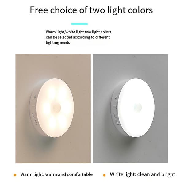 Puck Light LED bevægelsessensor skabslys USB genopladelige underskabsbelysning natlampe Li [DB] White
