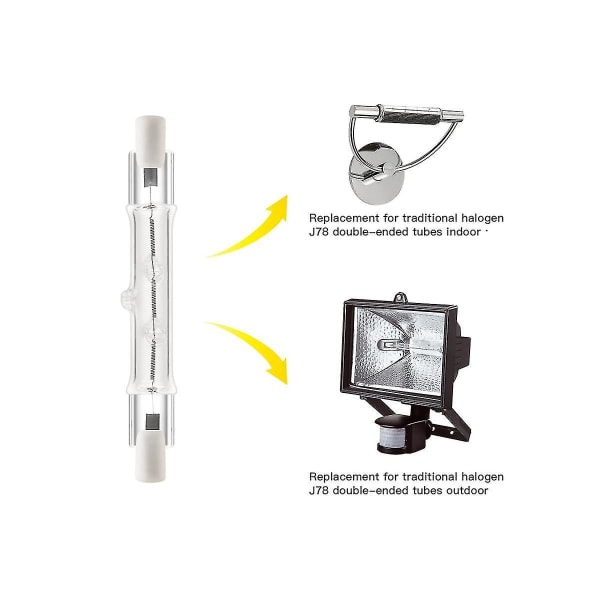 5 stk. R7s 118mm 300w 230v,r7s halogen lineær pære, dæmpbar halogenlampe til byggeplads [DB] Transparent