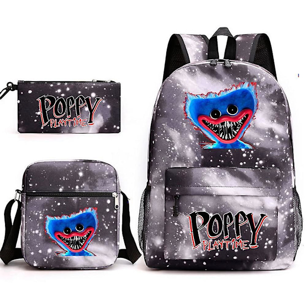 3 st set Anime Game 3d Poppy Playtime Monster Ryggsäckar Messenger Bag Pennfodral Canvas Skolväska För Student Barn DB Only Pencil Case Type 2