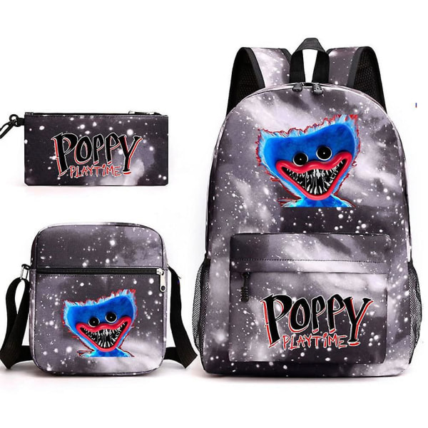 3 stk Sett Anime Game 3d Poppy Playtime Monster Ryggsekker Messenger Bag Blyantveske Lerret Skoleveske For Student Barn DB Only Backpack Type 2