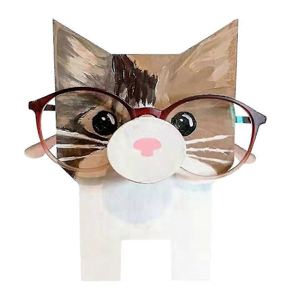 Söpö 3D Eläimen Pään Lasiteline Puinen Teline Aurinkolaseille Silmälaseille db Cat
