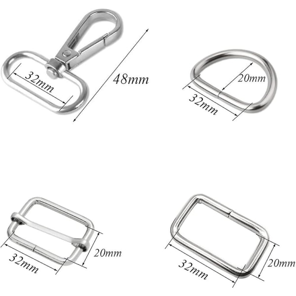 Pack Of 32 Rotating Carabiner Hooks For Bags And Crafts (32 Mm)