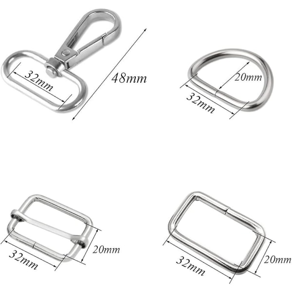 Pakke med 32 roterende karabinkroker for vesker og håndverk (32 mm)