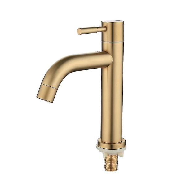 Børstet guld enkelt koldt bassin hane 304 materiale bassin mixer badeværelse vask hane vand vask mixer Shlm [DB]