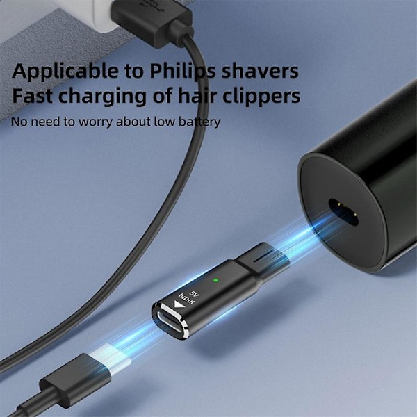 Laddare Adapter för Philips Rakapparat och Hårtrimmer Typ-C till 4.3V - Aluminiumlegering - Grå [DB] Black Style A