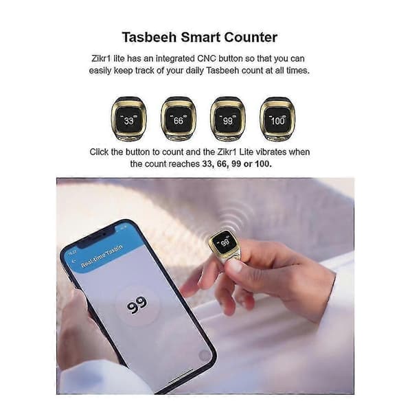Smart Tasbih Tæller Ring Til Muslimer Digital Tasbeeh 5 Bedetider Tasbih Ring (sort) db