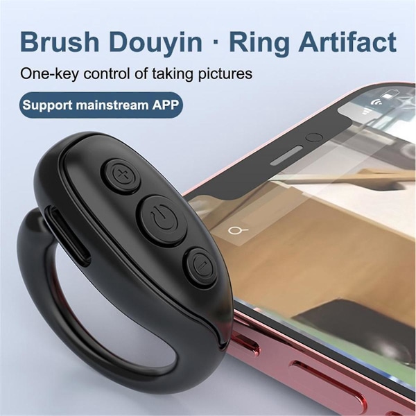Bluetooth 5.3 sormenpäällä varustettu kaukosäätimen rengas Selfie-valokuvasivun kääntäjälle