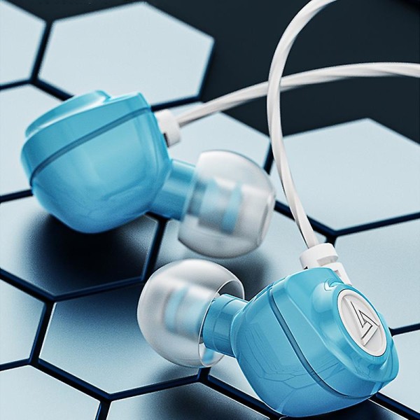 2st Sk5 trådbundna hörlurar Snygga trådkontroll In-ear 3,5 mm löstagbara hörlurar med mikrofon för sport Jikaix Blue