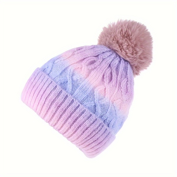 Färgglad stickad mössa med pompom - Tjock, varm & mysig för vintern | Perfekt julklapp grey