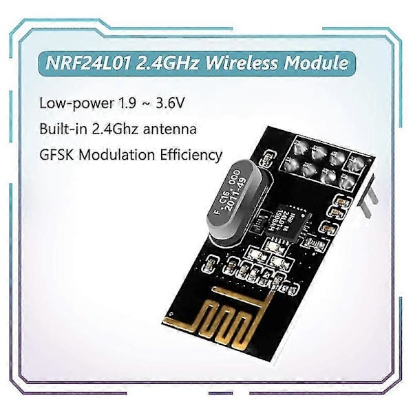 5kpl Nrf24l01+ langaton moduuli 2.4g päivitysmoduuli, yhteensopiva langattoman tiedonsiirtomoduulin kanssa, yhteensopiva Diy Experi [DB] as shown
