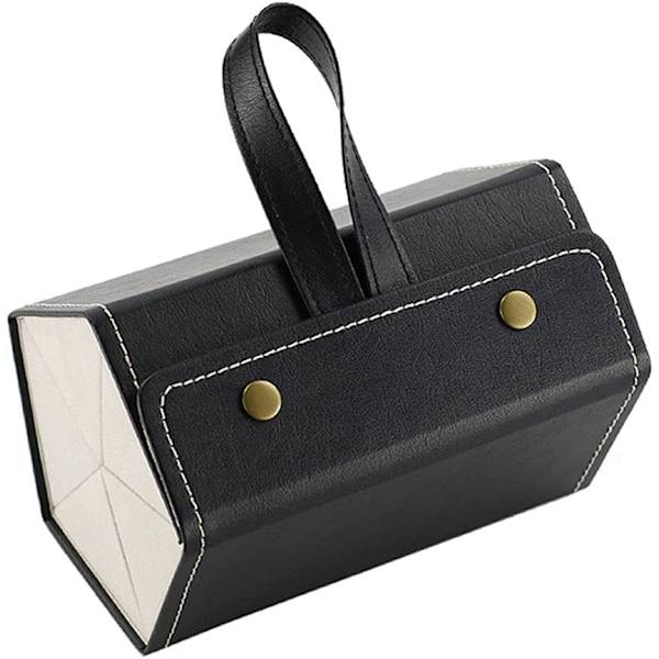 Solbriller Opbevaringsboks 5slots Roll Up Pu Læder Solbriller Holder Foldbar Etui Sort