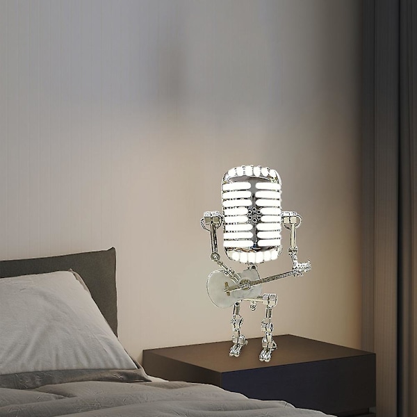 Vintage mikrofonrobotlampa Spela gitarr skrivbordslampa LED-lampa Vintage miniatyrer db RED