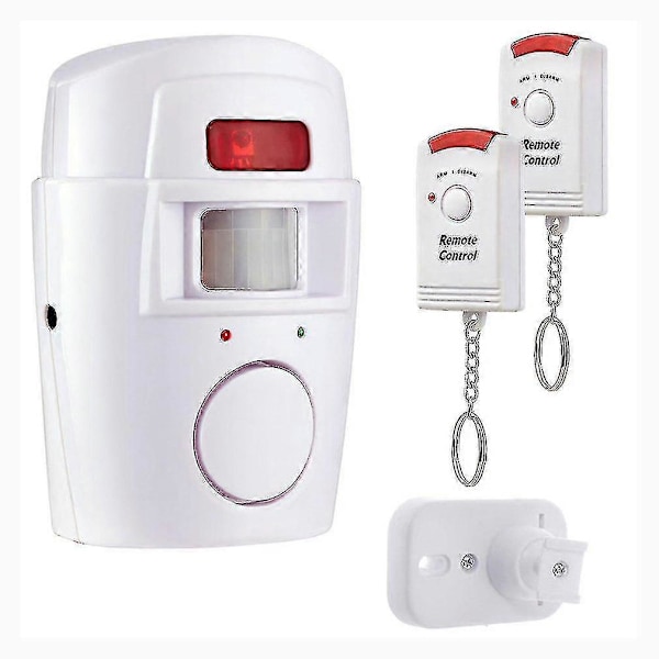 Trådlöst PIR Rörelsesensor Alarm Med 2 Fjärrkontroller Dörr Fönster För Hem Skjul Garage Husvagn Alarm Säkerhetssystem [db]
