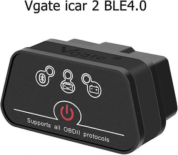 Obd Bluetooth, Icar 2 Ble4.0 Obd2 Adapter Diagnostiska Verktyg Bilkodläsare För Ios, Android Och Windows (Svart) [DB]