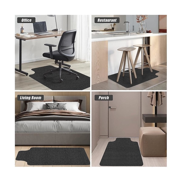 Kontorstolmatte for tregulv/fliser, 35,4x55 tommers stolmatte, multi-polyester gulvbeskytter lys grå