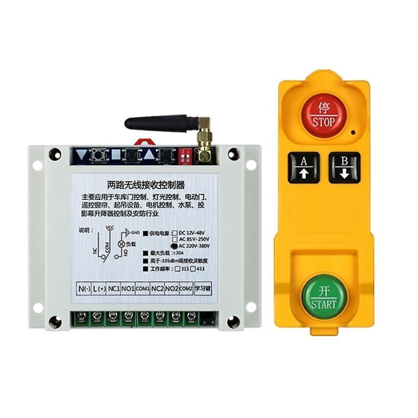 315/433mhz Trådlös Fjärrkontroll Ac220-380v 2-ch Relä Mottagare Sändare [DB] single remote-433MHz