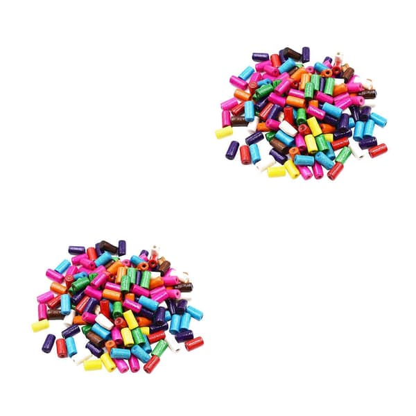 DIY Färgade Träpärlor Cylindriska Pärlor för Pyssel 2-pack[DB]