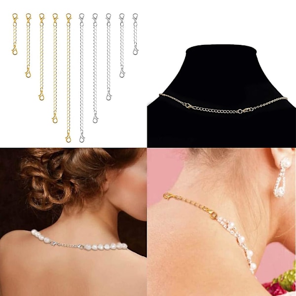 10x Guld Silver Halsband Armband Förlängningskedja Anklet Kedja Förlängare Stark [DB]