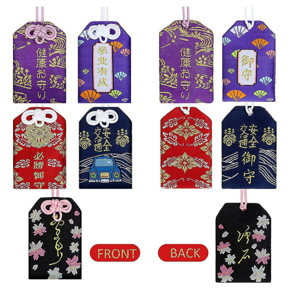 5 stykker japansk Omamori Sachet Lucky Amulet Charms til sundhed/uddannelse/kærlighed/succes/sikkerhed, 5 S