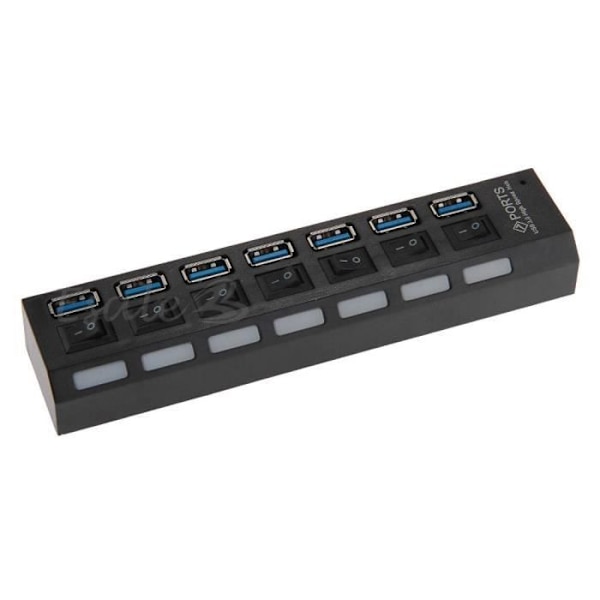 7-ports USB 3.0 5 Gbps Hub-adapter i ABS med switch til pc-computer