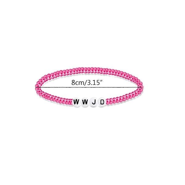 Sæt med 7 WWJD Armbånd WWJD Perlearmbånd WWJD Armbåndssæt Harpiksmateriale [DB] White
