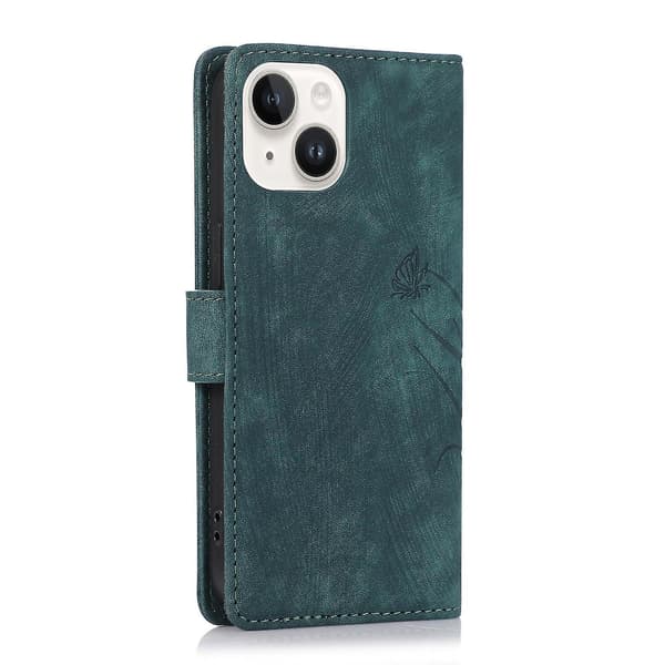 Orkidé Läderfodral för iPhone 13 [DB] Green