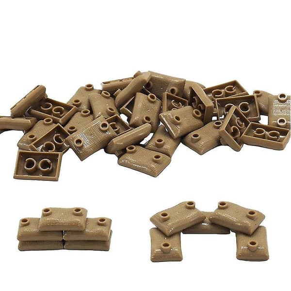 100x Sandsäckar Armésoldat Ww2 Anpassade Byggstenar Passar Db 100Pcs
