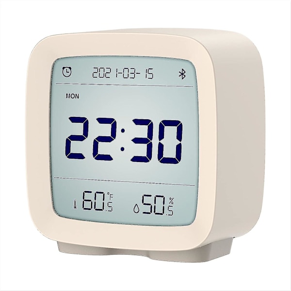 Qingping Smart Bluetooth Digital Väckarklocka med Flera Alarm, Batteridriven Liten Väckarklocka med Temperatur och Luftfuktighet {DB} White