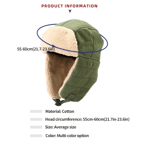 Hatt for menn, Ushanka, vinterutendørs: Hold deg varm og komfortabel med justerbar spenne og termisk snøhette db Black