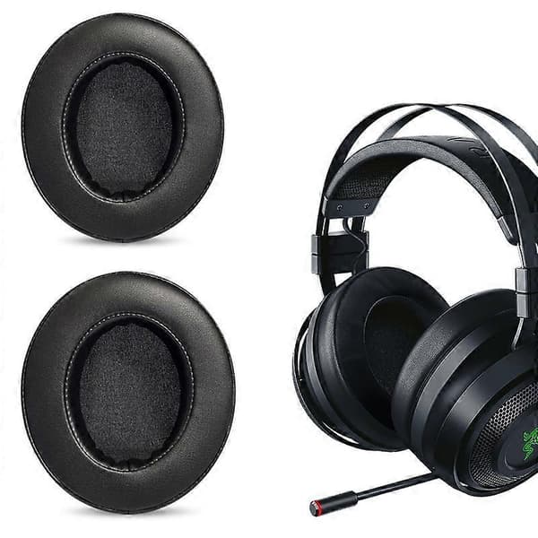 Øreputer og hodebånd erstatningsputer for Razer Nari Ultimate 7.1 Gaming Headset [DB] black protein leather