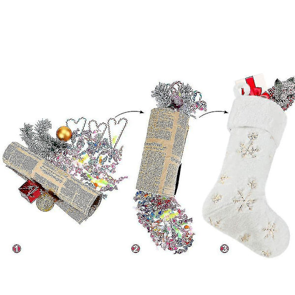 2-pack Snövita Julstrumpor med Broderade Snöflingor för Hängande Juldekoration [DB] silver