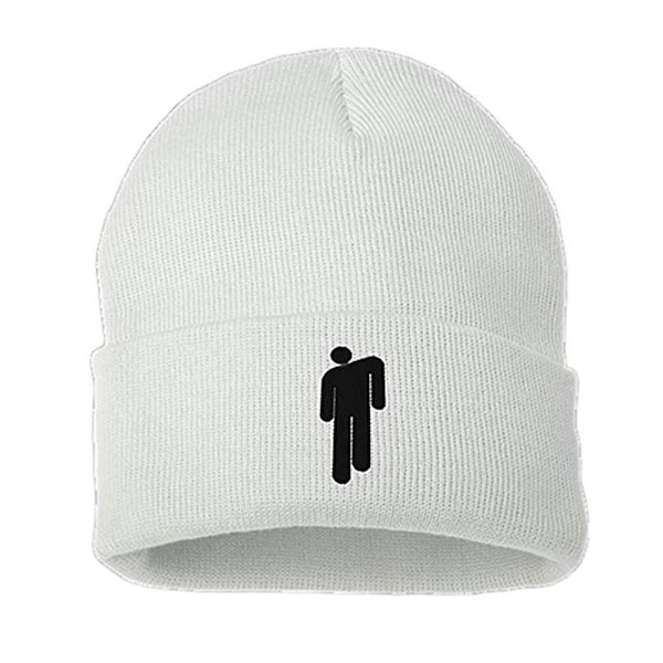 Fashion Unisex Efterår Vinter Billie Eilish Broderet Strikket Hue Hip Hop Beanie Cap [Db] White
