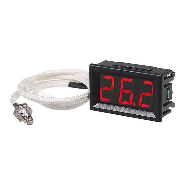 XH-B310 Industrielt digitalt termometer 12V temperaturmåler K-type M6 termoelement tester -30~800 termograf høj nøjagtighed med LED-display  [dB} Red