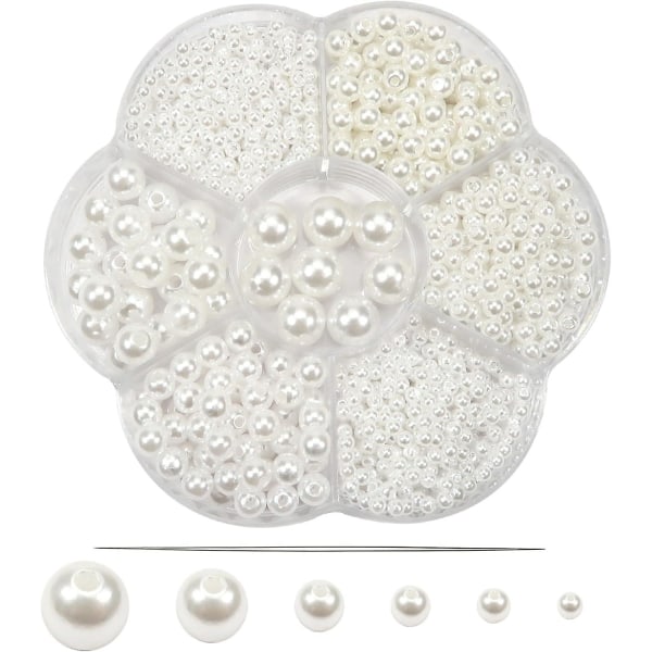 1248 kpl White Pearl Beads - Craft Decoration Kit