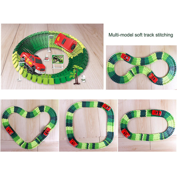 Fleksibelt Dinosaur-lekebanesett med broer, ramper og elektriske billekesett for småbarn db A1