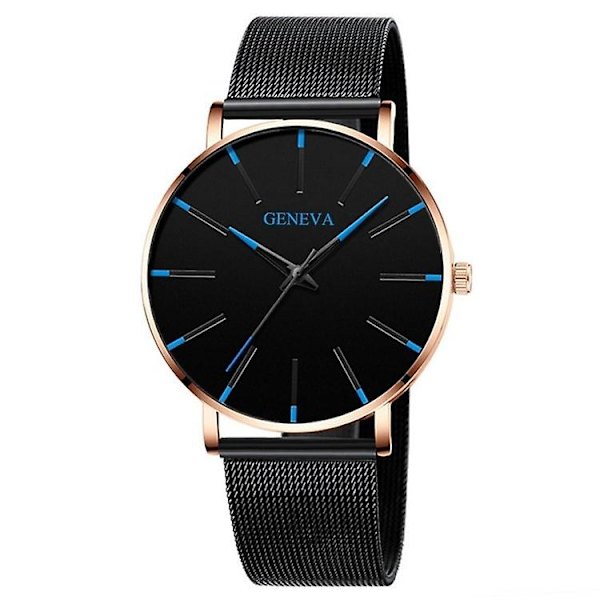 GENEVA Herre Quartz Ur Fashionel Afslappet Armbåndsur med Rustfrit Stål Rem - Style G{ DB} Multicolor Style F