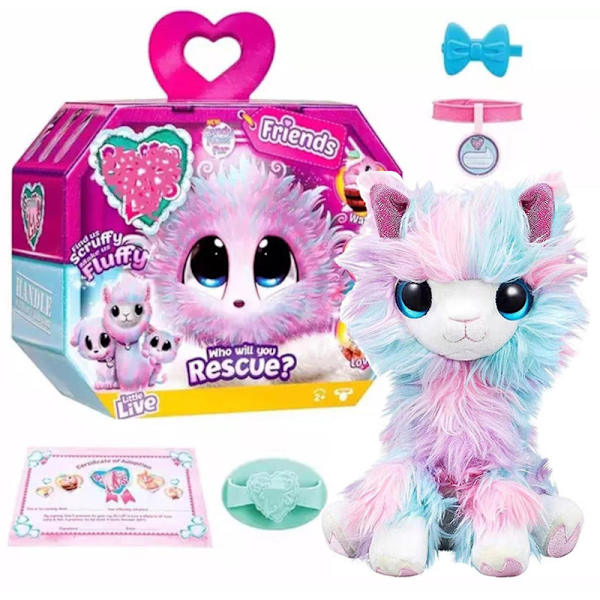 DB Surprise Cat Bath Dog Plyschleksak Little Live Pets, tvätta, sköt om Rädda en söt Pastell Regnbågsfärgad Plyschleksak, leksaker för barn yellow
