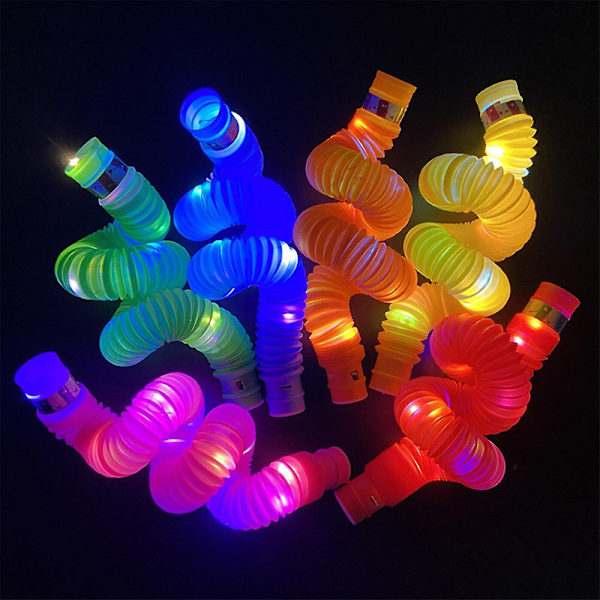 2023 Ny, set med 6 Fidget Pop Tube Leksaker Vuxna Stretch Pipe Sensorisk Leksak Led Lyser Upp För Barn Db Purple 6pcs
