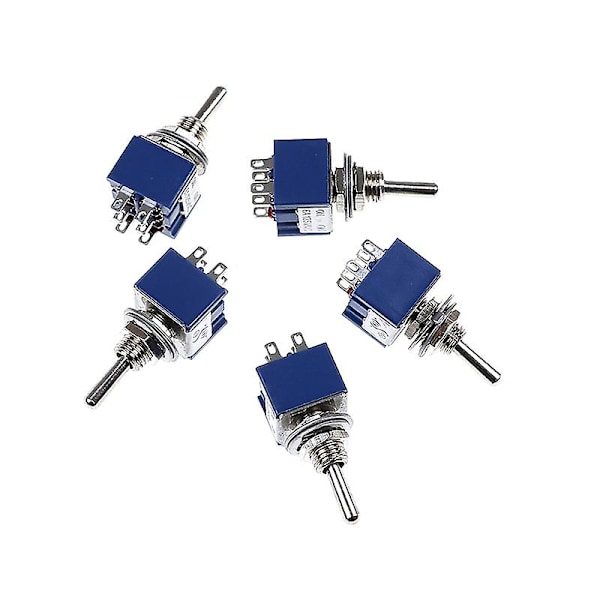 5kpl 6-nastainen vaihtokytkin 6A 125VAC 6-nastainen DPDT on-on mini vaihtokytkin uusi shytmv [DB] One Size