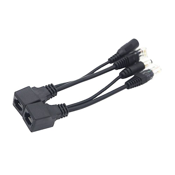 2 kpl POE-sovitin Plug and Play 12V PVC Power over Ethernet -kaapeli erotin yhdistin db Black