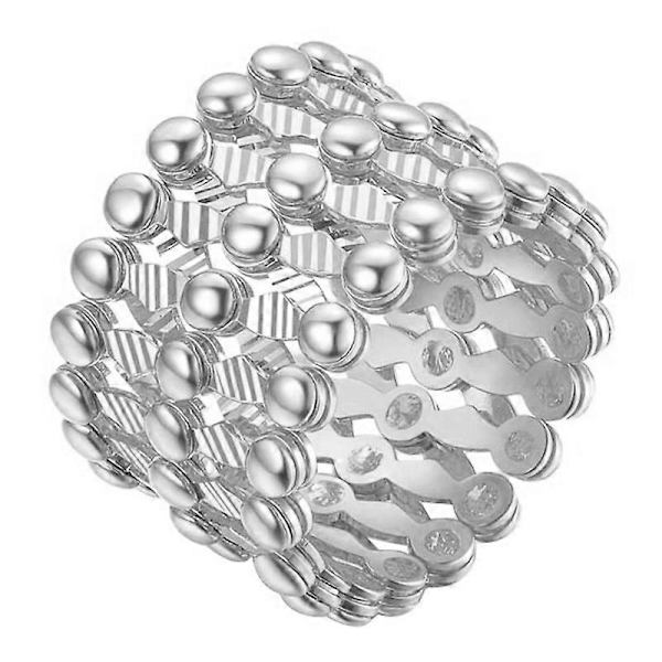 S925 Silver Ringarmband 2-i-1 Transformerbart Ringarmband Teleskopiskt Ring för Kvinnor DB Silver No Diamond