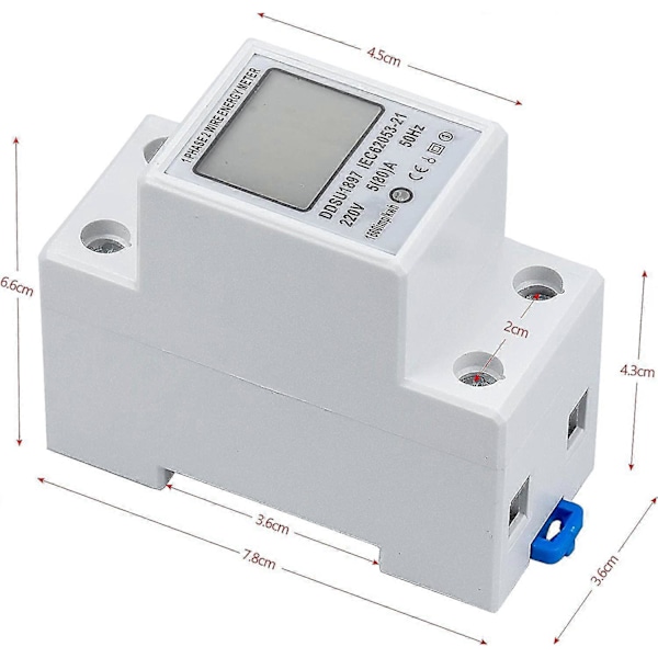 LCD Digitaalinen Sähkömittari AC-mittari Hattukisko KWh-mittari 5(80) A Sähkömittari Hattukisko 1-vaiheinen 2-napainen 2p DIN-kisko Sähkömittari db