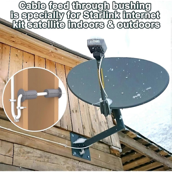 Starlink Kaapelin Reitityssarja 1\" Seinäreiälle, Kaapelin Reitityssarja Starlinkille, Starlink Läpivienti, Starlink Kaapelin Läpivienti Kumitiiviste [DB] Grey 2pcs