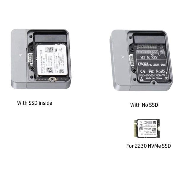 M.2 Nvme 2230 Ssd Enclosure USB C Adapter 10gbps Usb3.2 Gen2 External Case Box För M2 2230 Nvme Sn7 [DB] Silver