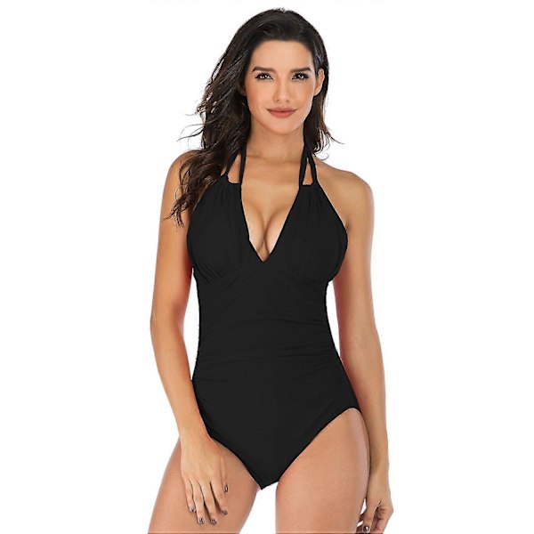 Badedrakt dame slank konservativ halsbekledning ett-delt badedrakt dame badedrakt [DB] black M