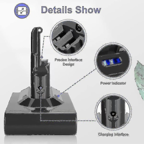 Db V8 6000mah erstatningsbatteri Dyson V8 Sv10 Li-ion batteri til Dyson V8 Absolute Fluffy Animal Sv10 Trådløs håndstøvsuger med pakke