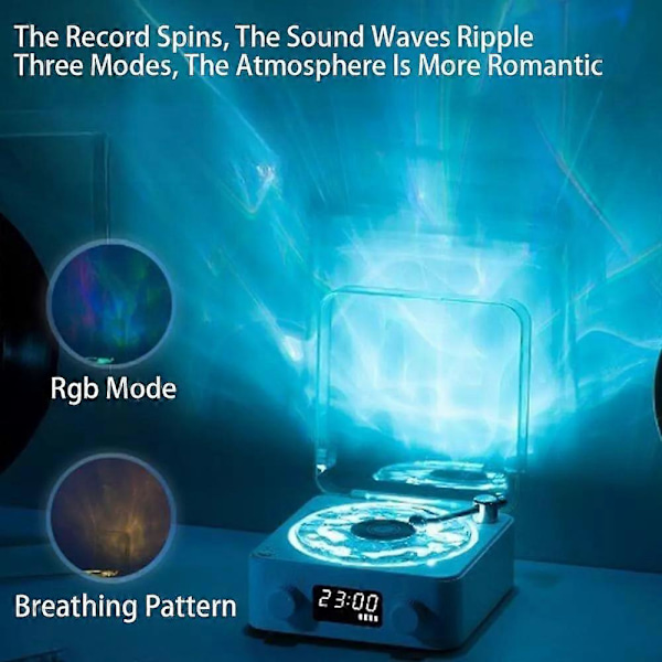 Lumena Lamp Skivspelare, Waves Vinyl Bluetooth-högtalare med 4 justerbara lägen {Db} greem