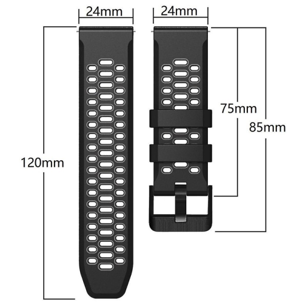 For Suunto 7 / 9 / 9 Baro To-farget Silikonurrem 24mm Multi-hull Design Hurtigutløsing Håndleddsrem Stropp db Army Green   Black